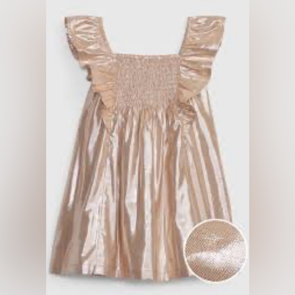 Toddler Metallic Flutter Sleeve Dress
